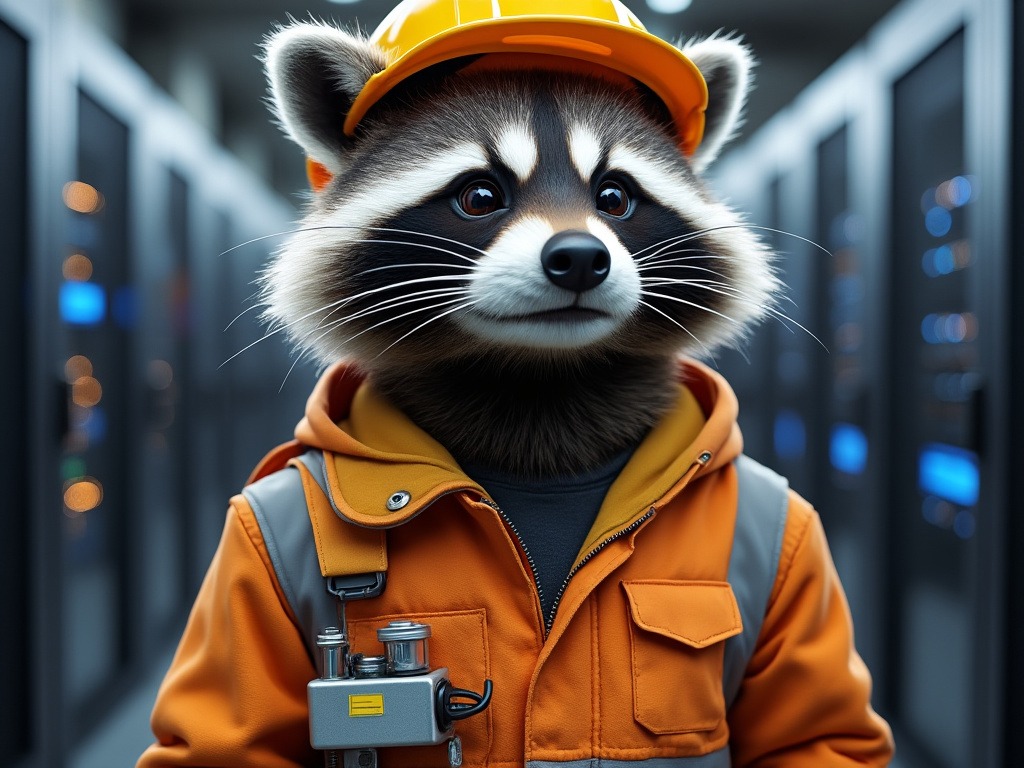 The construction guys, a raccoon ready to build some cool and exciting new stuff